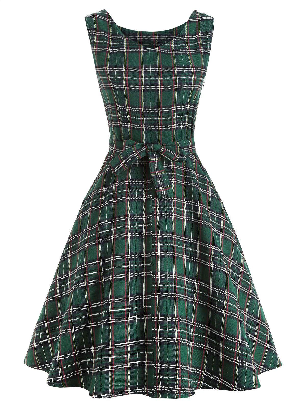

Vintage Tartan Mid Swing Dress, Dark green