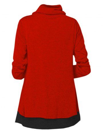 

Cowl Neck Santa Claus Print Christmas T-shirt, Red