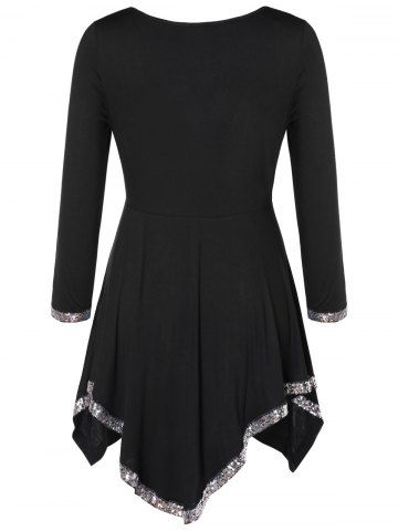 

Sequins Empire Waist Plus Size Handkerchief T-shirt, Black