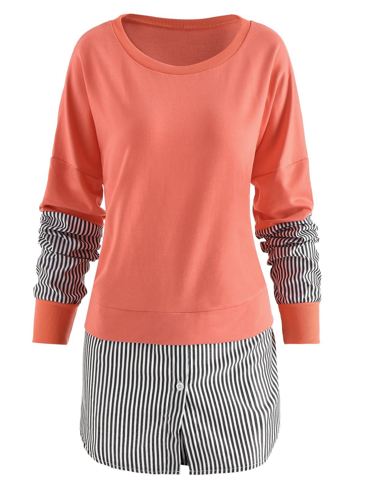 

Vertical Striped Panel Sweatshirt, Valentine red