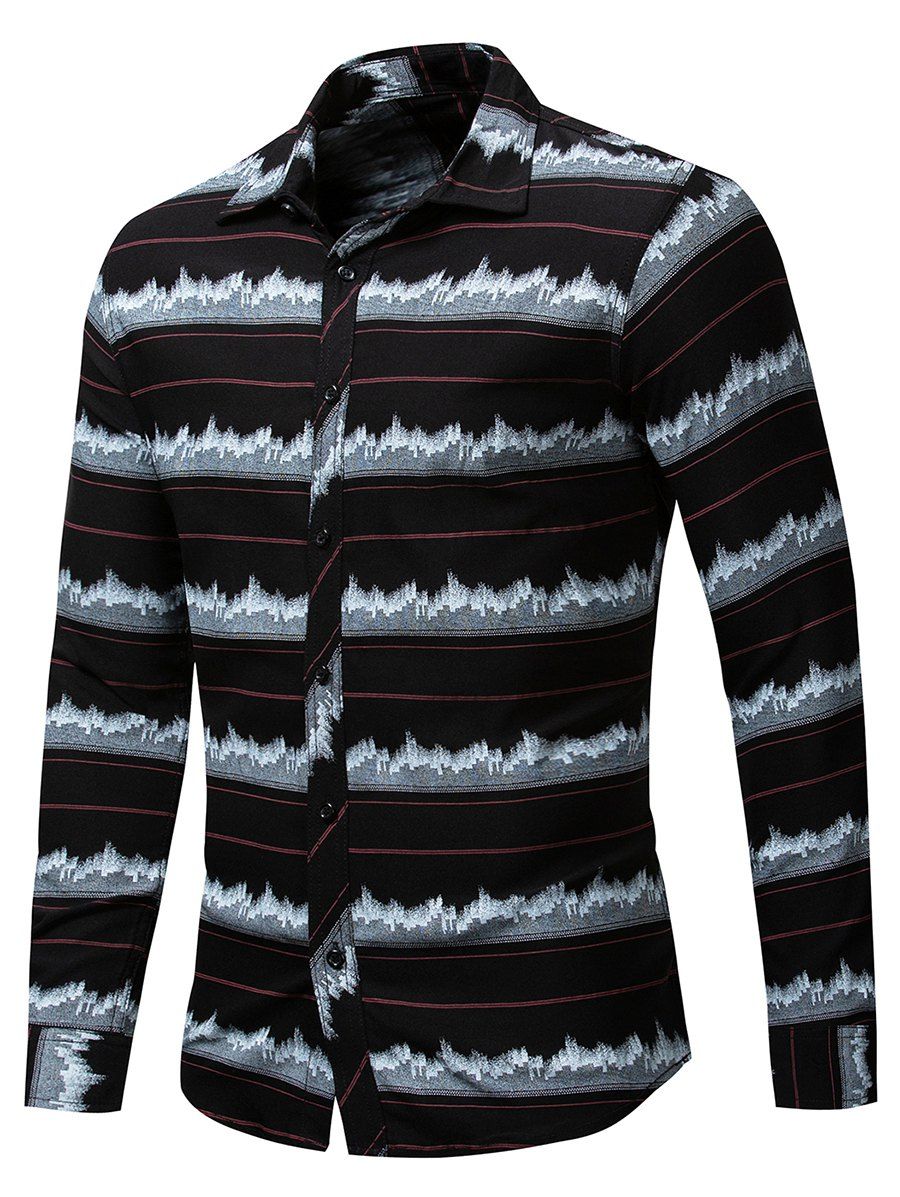 

Elasticity Striped Long Sleeves Shirt, Black