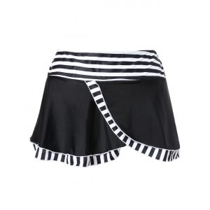 

Plus Size One Shoulder Stripe Tankini Set, Black