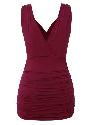 

Plus Size Sequined Pleated Tank Top, Red wine