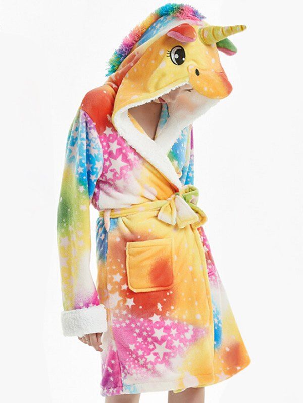 

Unicorn Rainbow Print Faux Fur Sleeping Robe, Multi-a