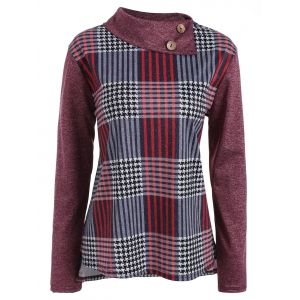 

Plus Size Houndstooth Plaid Marled T-shirt, Red wine