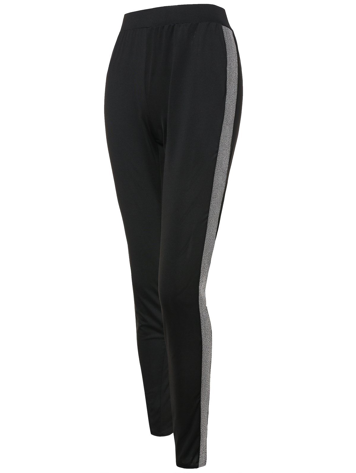 

Glitter Striped Skinny Pants, Black