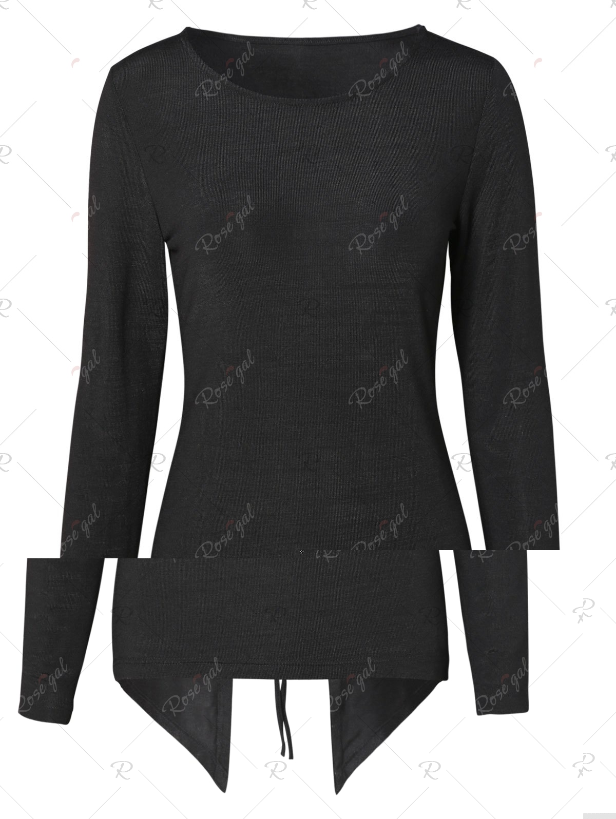 

Lace Up Back High Low Knitwear, Black