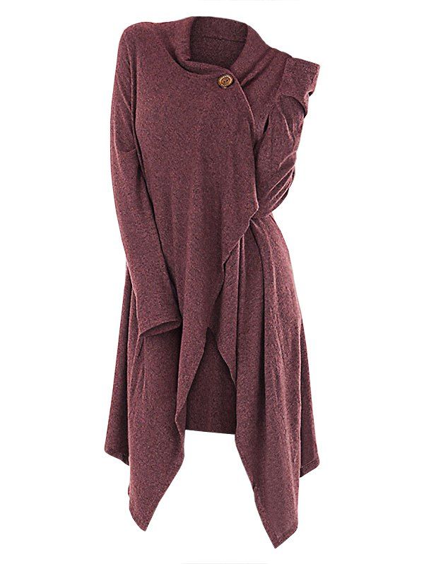 

One Button Asymmetrical Wrap Cardigan, Bashful pink