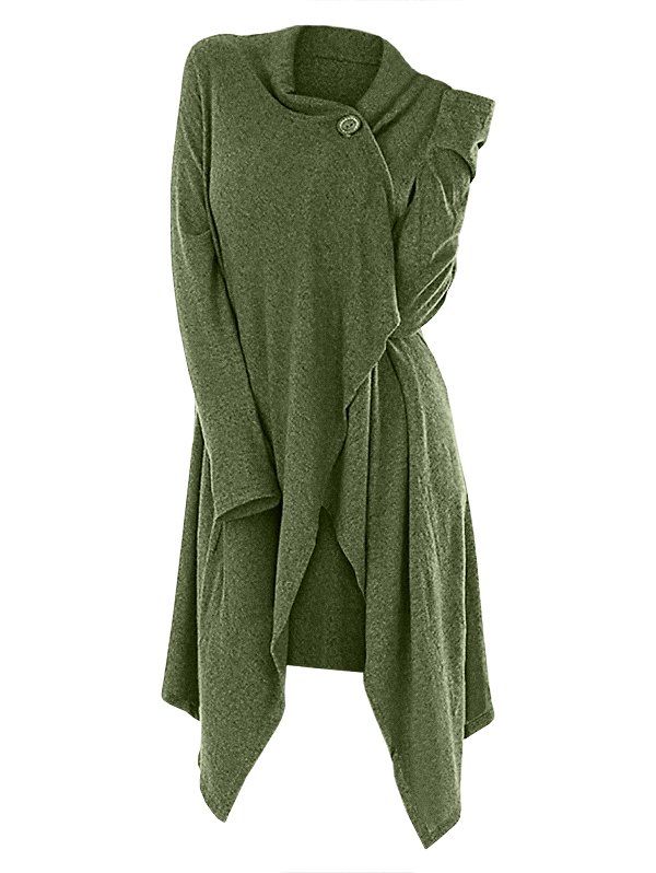 

One Button Asymmetrical Wrap Cardigan, Fern green