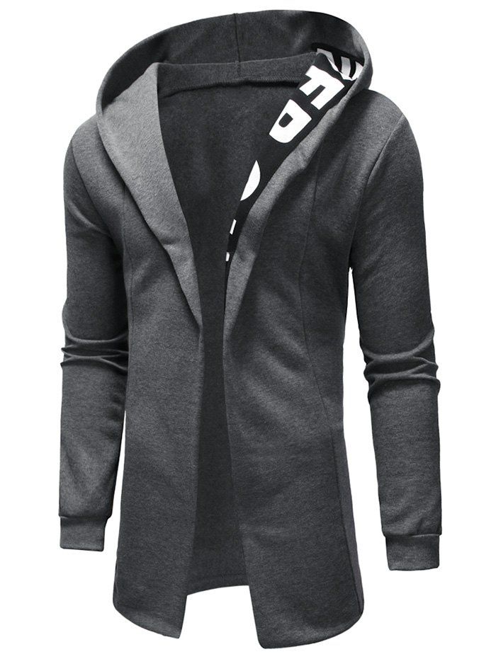 

Letter Printed Long Sleeves Hoodie, Gray