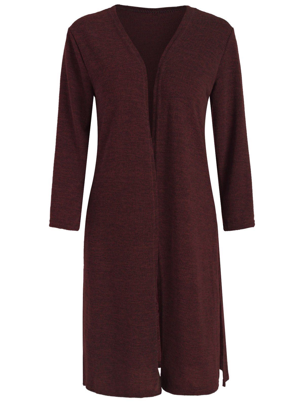 Open Front Solid Color Side Slit Cardigan [48% OFF] | Rosegal