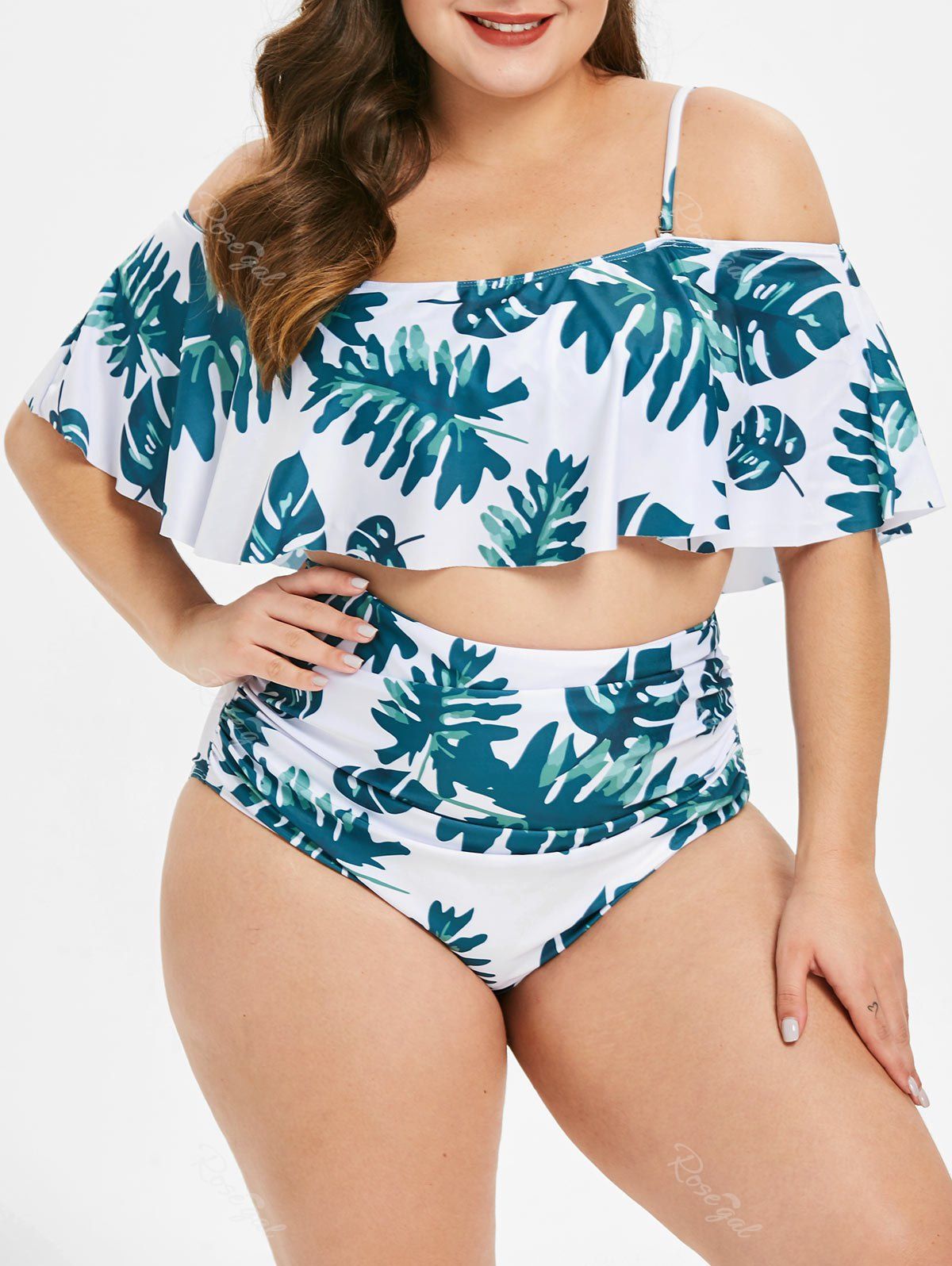 2019 high waist plus size printed tankini set