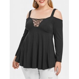 

Plus Size Sheer Mesh Panel Cami T Shirt, Black