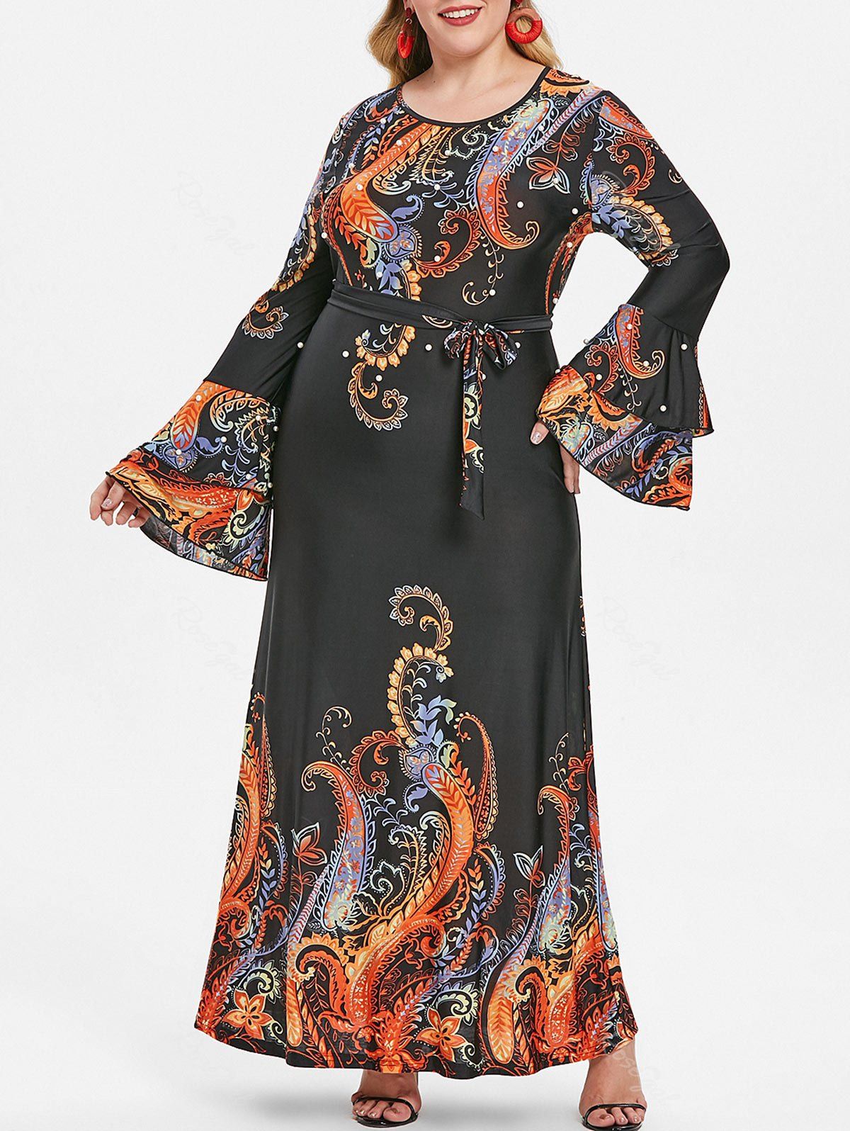 paisley casual plus size maxi dresses