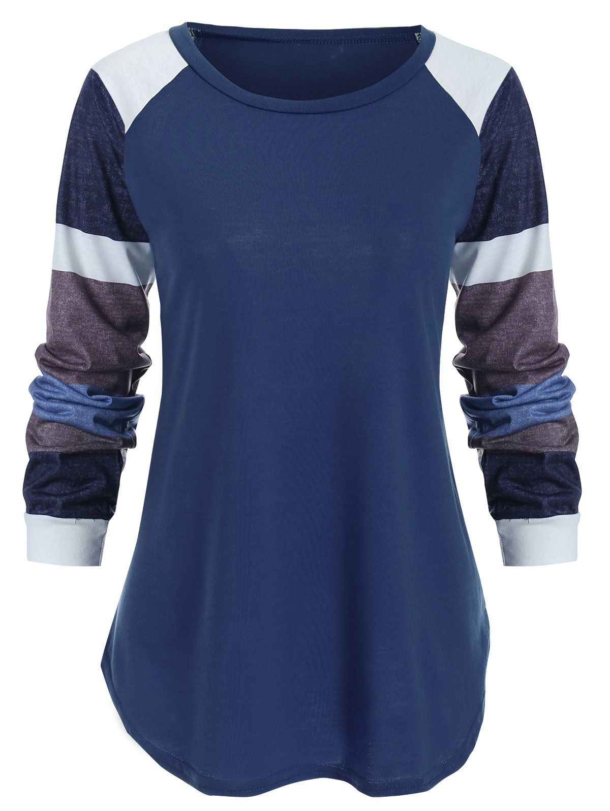 

Raglan Sleeve Color Block Top, Blue koi