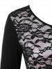 Plus Size Gothic Asymmetrical Lace Insert T-shirt -  
