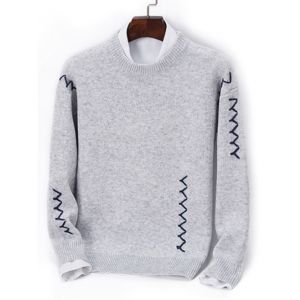 

Contrast Zigzag Line Detail Knit Sweater, Gray