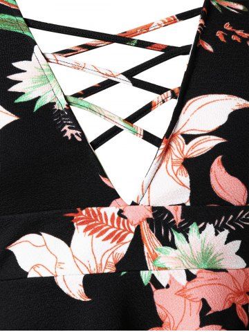 

Floral Print Plus Size High Low T-shirt, Black