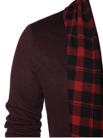 

Checked Print Open Front Longline Cardigan, Firebrick