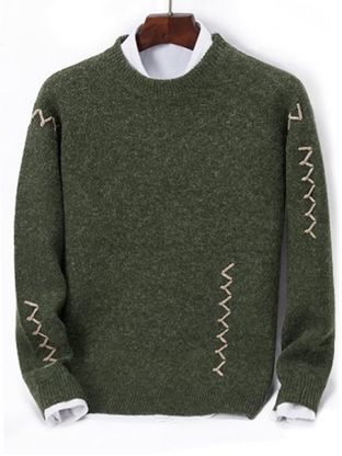 Contrast Zigzag Line Detail Knit Sweater
