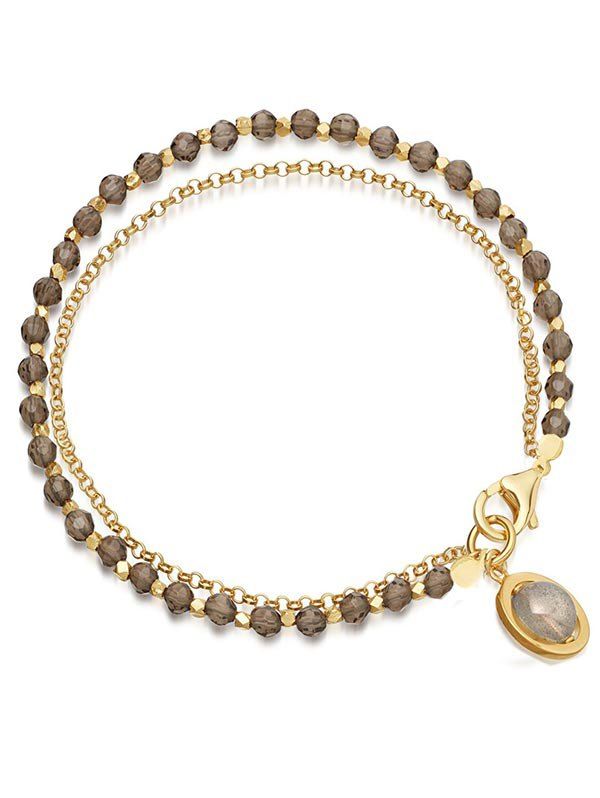 

Layered Beads Chain Bracelet, Gray