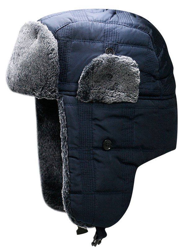 

Winter Solid Color Windproof Trapper Hat, Deep blue