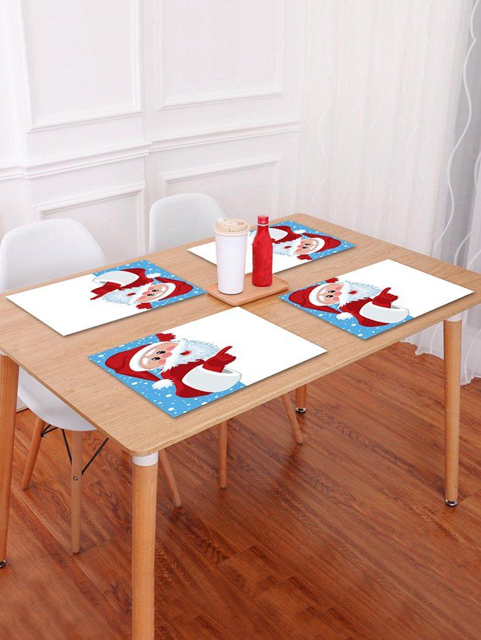 

Christmas Santa Claus Pattern Placemat, Sky blue
