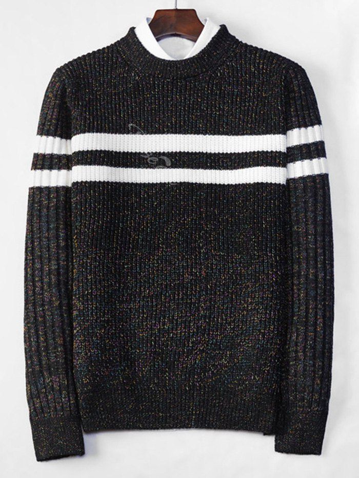 Store Cross Stripe Contrast Color Pullover Knit Sweater  