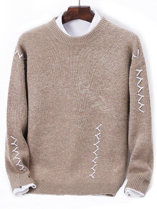 Best Contrast Zigzag Line Detail Knit Sweater  