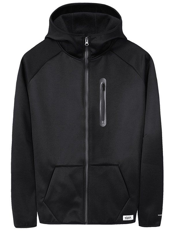 

Solid Zipper Fleece Warm Jacket, Black
