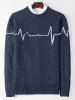 Electrocardiogram Pattern Pullover Knit Sweater -  