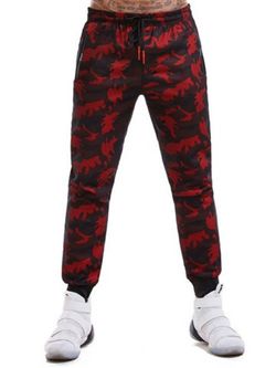 Mesh Camouflage Jogger Pants - LAVA RED - XS