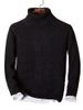 Solid Turtleneck Cable Knit Sweater -  