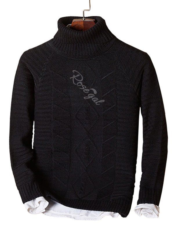 Best Solid Turtleneck Cable Knit Sweater  