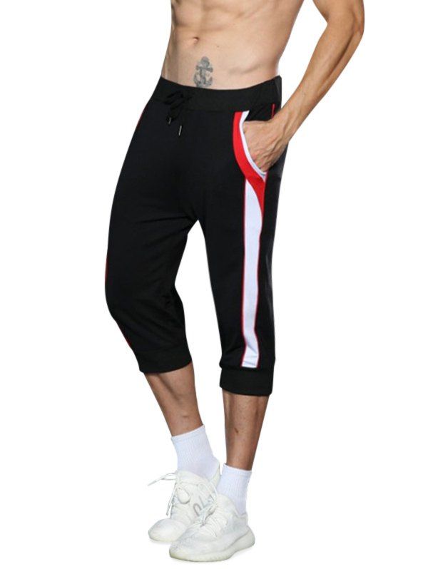 

Color Block Casual Jogger Shorts, Black