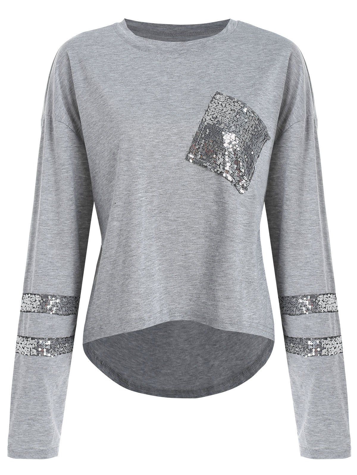 

Sequins High Low Sweatshirt, Light gray