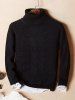 Solid Turtleneck Cable Knit Sweater -  