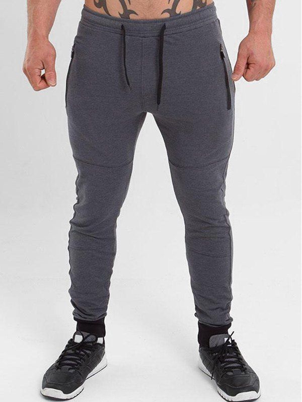 

Casual Drawstring Long Jogger Pants, Gray