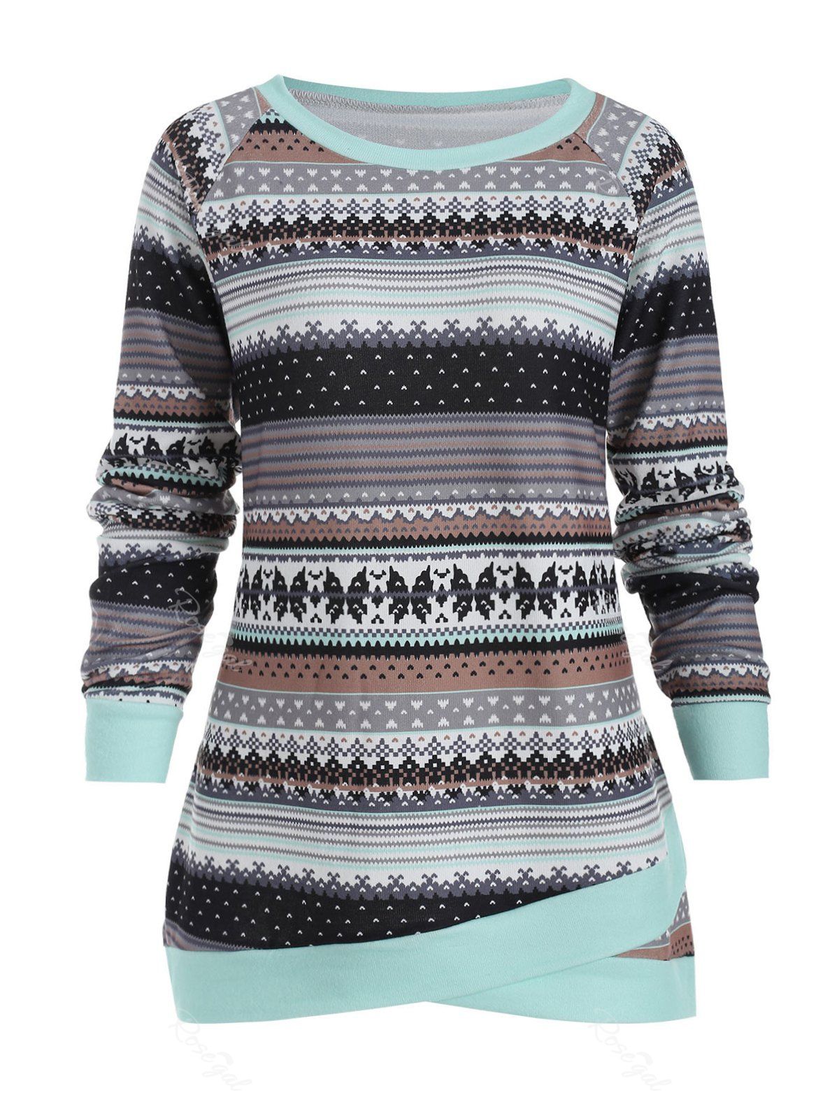 

Abstract Pattern Plus Size Pullover Sweater, Multi