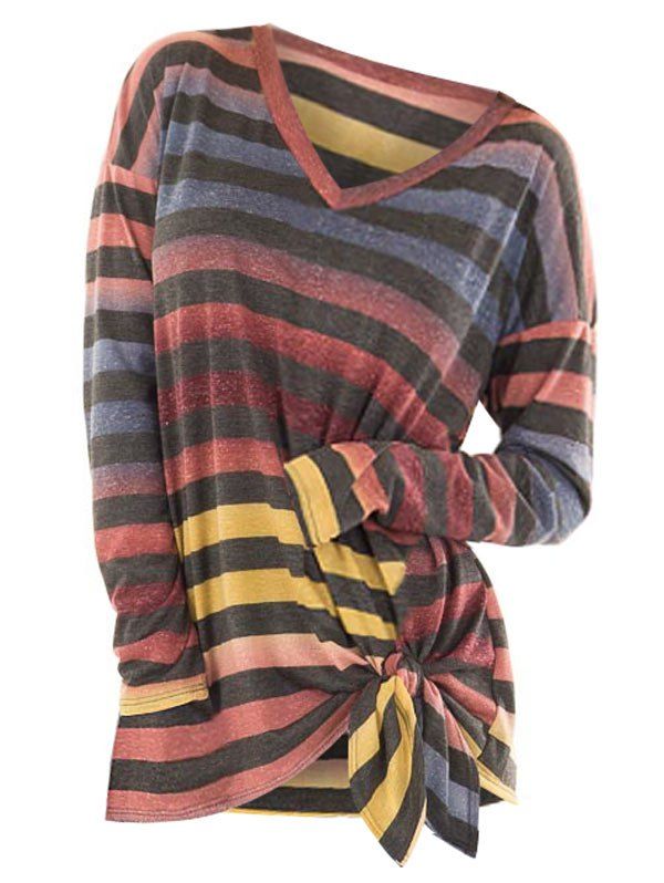 

Knot Rainbow Print Drop Shoulder Top, Multi