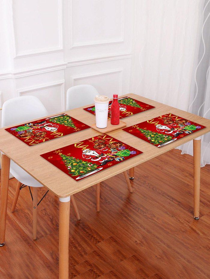 

1PC Father Christmas Tree Gift Printed Placemat, Red