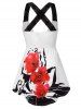Plus Size Criss Cross Floral Print Tank Top -  