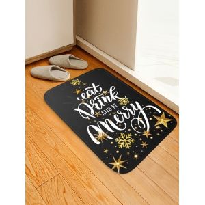 

Christmas Snowflake Star Print Floor Mat, Black