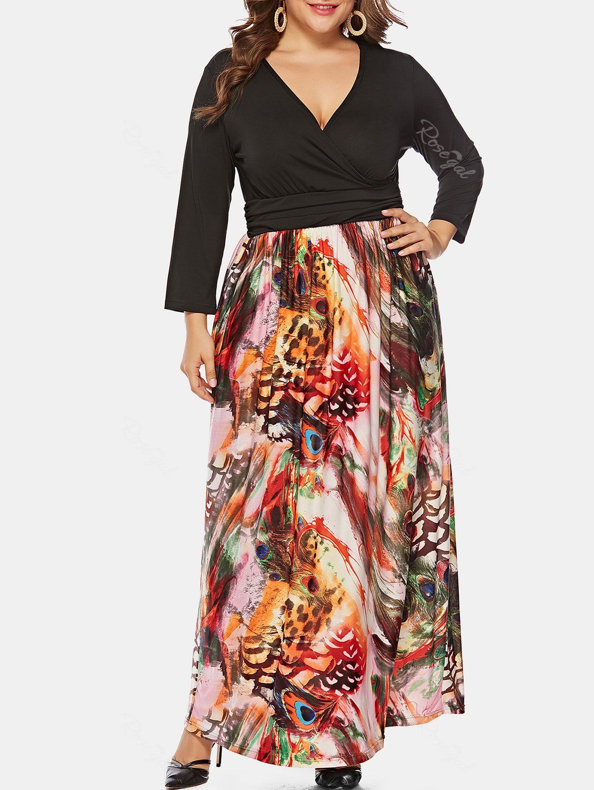 plus size surplice maxi dress