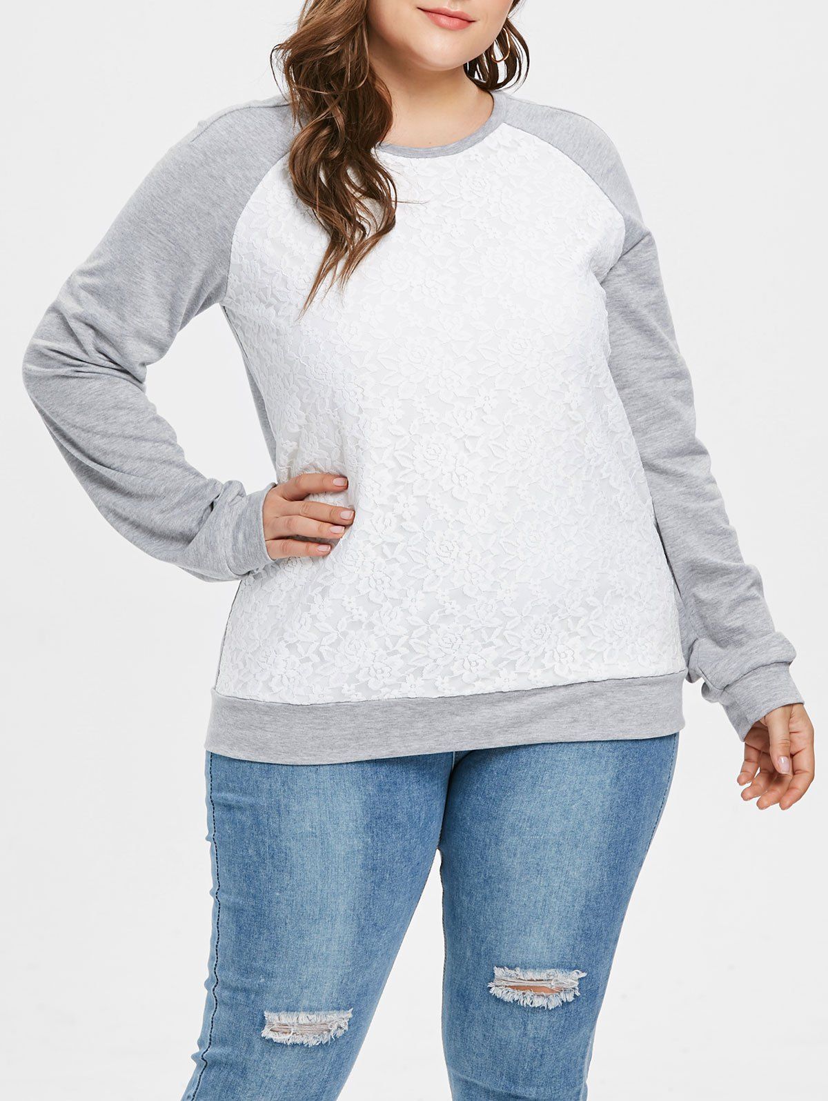 Plus Size Two Tone Pullover Sweatshirt [50% OFF] | Rosegal