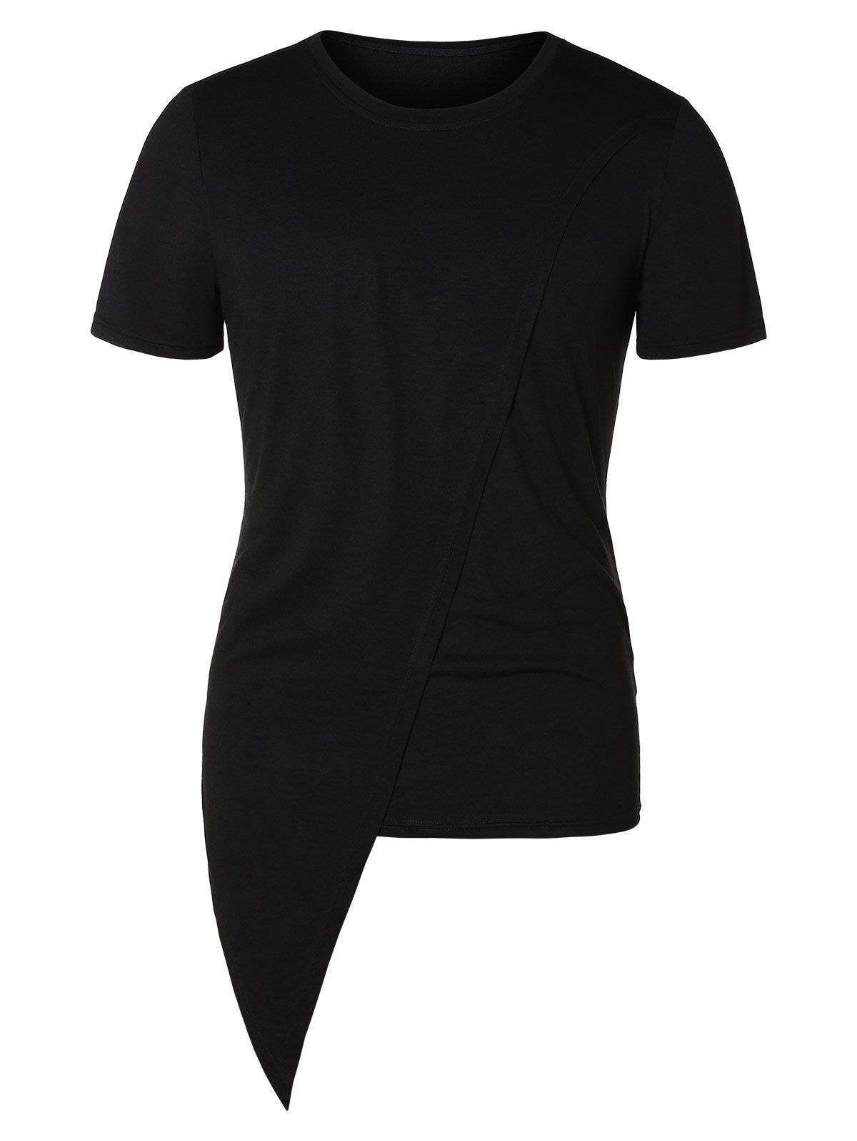 

Asymmetric Round Neck Short Sleeve Top, Gray