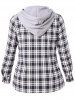 Plus Size Plaid Hooded Shirt with Pockets -  