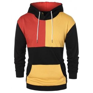 

Color Block Drawstring Long Sleeve Hoodie, Multi