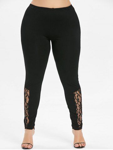 

Lace Panel Plus Size Skinny Leggings, Black