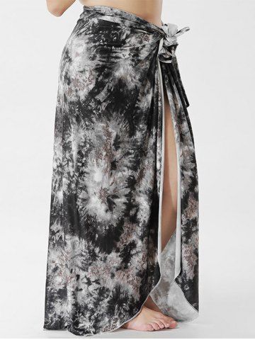 

Tie Dye Plus Size Wrap Cover Up, Black